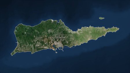 Téléchargez les photos : Sainte Croix - Îles Vierges américaines tracées sur une carte satellite à basse résolution - en image libre de droit