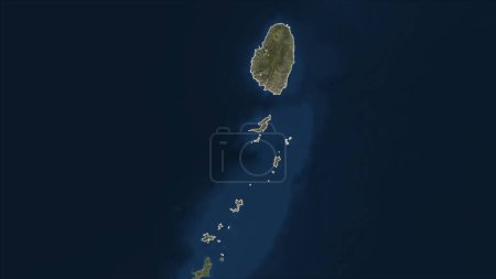 Téléchargez les photos : Saint-Vincent-et-les Grenadines sur une carte satellite basse résolution - en image libre de droit