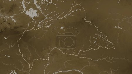 Téléchargez les photos : République centrafricaine tracé sur une carte d'altitude colorée dans des tons sépia avec des lacs et des rivières - en image libre de droit