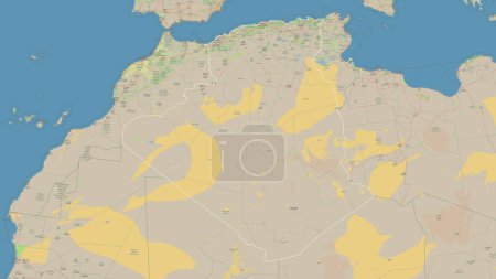 Photo for Algeria outlined on a topographic, OSM Germany style map - Royalty Free Image
