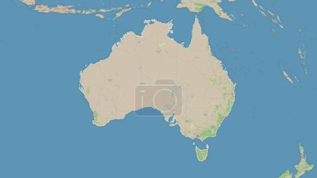 Photo for Australia outlined on a topographic, OSM Germany style map - Royalty Free Image