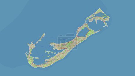 Photo for Bermuda outlined on a topographic, OSM Germany style map - Royalty Free Image