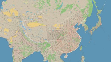 Photo for China outlined on a topographic, OSM Germany style map - Royalty Free Image