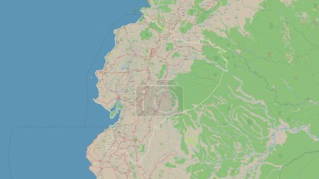 Photo for Ecuador outlined on a topographic, OSM Germany style map - Royalty Free Image
