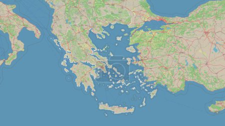 Photo for Greece outlined on a topographic, OSM Germany style map - Royalty Free Image