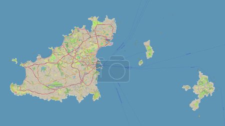 Photo for Guernsey outlined on a topographic, OSM Germany style map - Royalty Free Image
