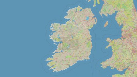 Photo for Ireland outlined on a topographic, OSM Germany style map - Royalty Free Image