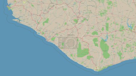 Photo for Liberia outlined on a topographic, OSM Germany style map - Royalty Free Image