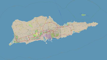 Téléchargez les photos : Sainte Croix - Îles Vierges américaines tracées sur une carte topographique de style OSM Allemagne - en image libre de droit