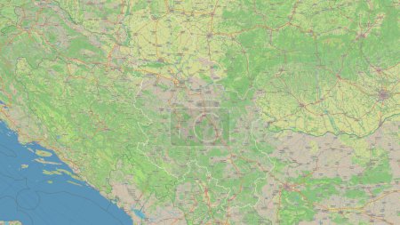 Photo for Serbia outlined on a topographic, OSM Germany style map - Royalty Free Image