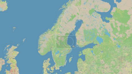 Photo for Sweden outlined on a topographic, OSM Germany style map - Royalty Free Image