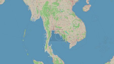 Photo for Thailand outlined on a topographic, OSM Germany style map - Royalty Free Image