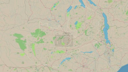Photo for Zambia outlined on a topographic, OSM Germany style map - Royalty Free Image