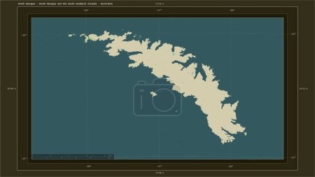 Photo for South Georgia - South Georgia and the South Sandwich Islands highlighted on a topographic, OSM Humanitarian style map map with the country's capital point, cartographic grid, distance scale and map border coordinates - Royalty Free Image
