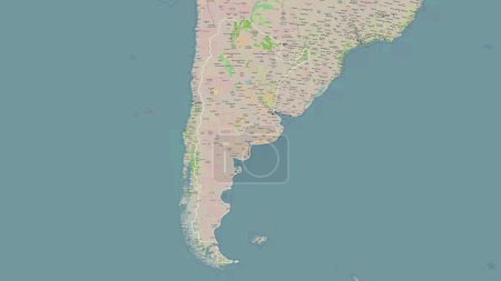 Photo for Argentina outlined on a topographic, OSM France style map - Royalty Free Image