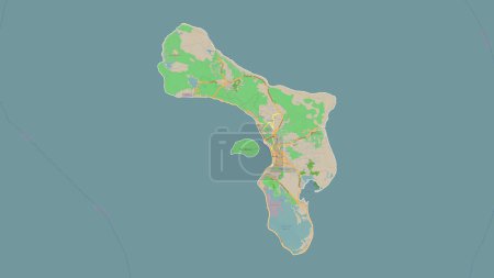 Bonaire - Dutch Caribbean outlined on a topographic, OSM France style map