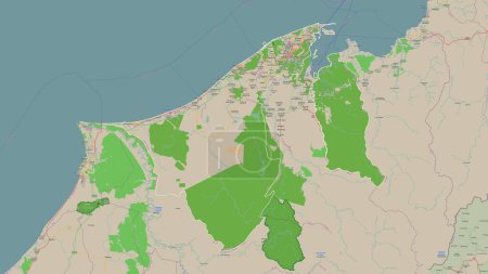 Brunei skizziert auf einer topografischen Karte im OSM-Frankreich-Stil