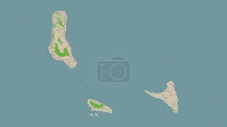 Komoren skizziert auf einer topografischen Karte im OSM-Frankreich-Stil