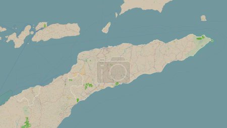Timor-Leste umrissen auf einer topografischen Karte im OSM-Frankreich-Stil