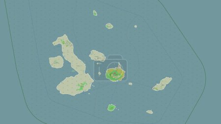 Photo for Galapagos - Ecuador outlined on a topographic, OSM France style map - Royalty Free Image