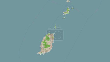 Photo for Grenada outlined on a topographic, OSM France style map - Royalty Free Image