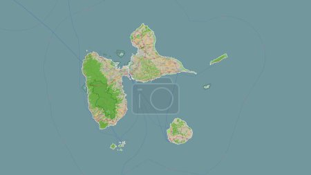 Téléchargez les photos : Guadeloupe tracée sur une carte topographique de style OSM France - en image libre de droit