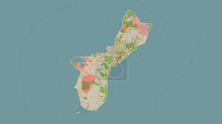 Foto de Guam - Estados Unidos esbozado en un mapa topográfico, estilo OSM Francia - Imagen libre de derechos