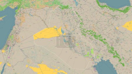 Photo for Iraq outlined on a topographic, OSM France style map - Royalty Free Image