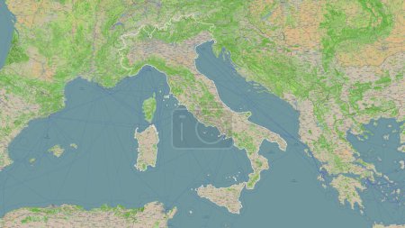 Italia esbozado en un mapa topográfico, estilo OSM Francia
