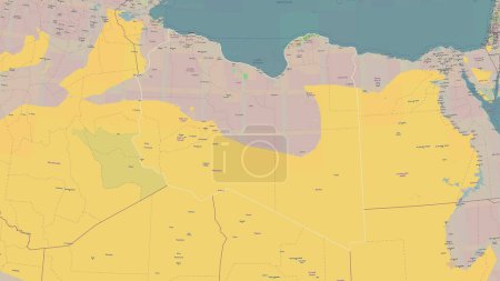 Libyen skizziert auf einer topographischen Karte im Stil von OSM France