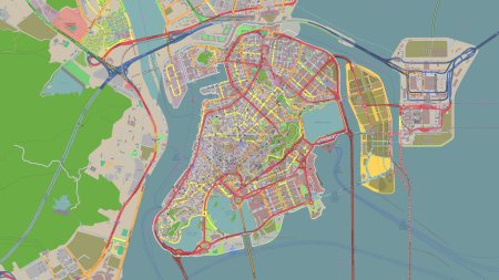 Photo for Macao outlined on a topographic, OSM France style map - Royalty Free Image
