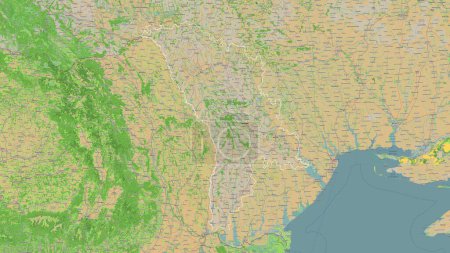 Téléchargez les photos : Moldavie tracée sur une carte topographique de style OSM France - en image libre de droit