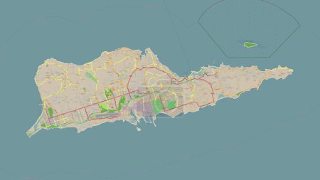 Téléchargez les photos : Sainte Croix - Îles Vierges américaines tracées sur une carte topographique de style OSM France - en image libre de droit