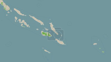 Solomon Islands outlined on a topographic, OSM France style map