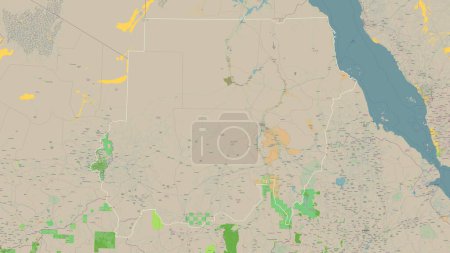 Soudan esquissé sur une carte topographique de style OSM France
