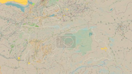 Tayikistán esbozado en un mapa topográfico, estilo OSM Francia