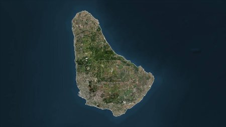 Barbados outlined on a high resolution satellite map