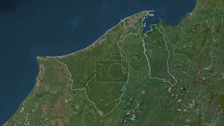 Brunei skizziert auf einer hochauflösenden Satellitenkarte