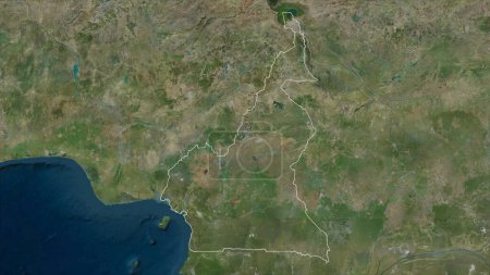 Cameroun outlined on a high resolution satellite map