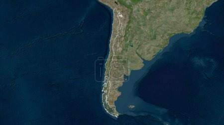 Chili décrit sur une carte satellite à haute résolution