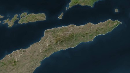 Timor Leste outlined on a high resolution satellite map