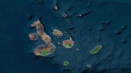 Galapagos - Équateur esquissé sur une carte satellite haute résolution