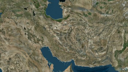 Iran outlined on a high resolution satellite map