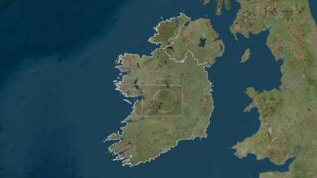 Irland auf einer hochauflösenden Satellitenkarte skizziert