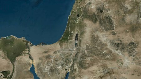 Israel outlined on a high resolution satellite map