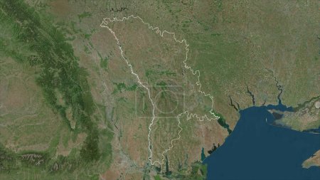 Téléchargez les photos : Moldavie sur une carte satellite haute résolution - en image libre de droit