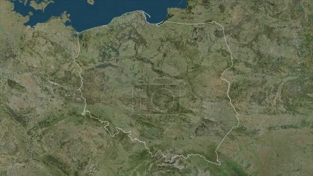 Poland outlined on a high resolution satellite map
