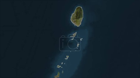 Saint Vincent and the Grenadines outlined on a high resolution satellite map