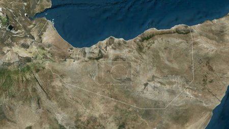 Somaliland outlined on a high resolution satellite map