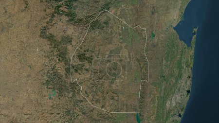 Eswatini outlined on a high resolution satellite map